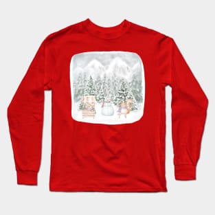 xmas holidays with squirrel, pig and snowman Long Sleeve T-Shirt